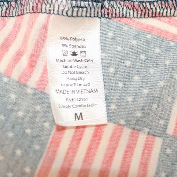 LULAROE Carly Flag Dress Med Americana Patriotic USA Red White Blue Midi - Picture 4 of 6